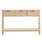 Natural Rattan Console Entryway Storage Table with 3 Drawers and Open Shelf for Living Room or Hallway